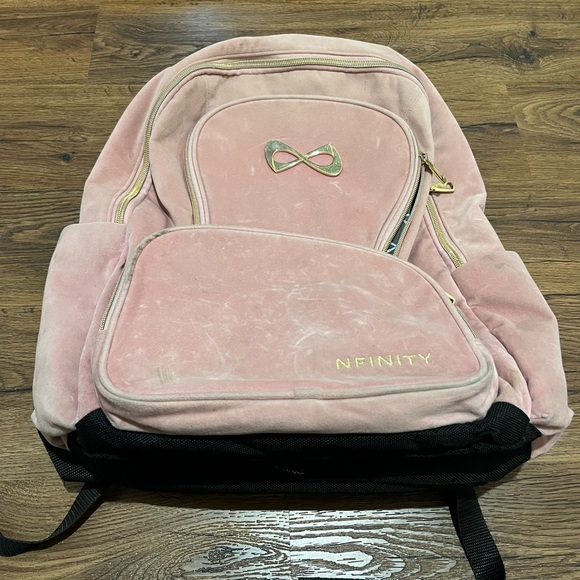 Nfinity Pink Suede Cheerleading Backpack Preowned - Picture 1 of 8